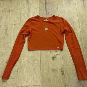 Hollister Baby Tee, long sleeve, Burnt Orange, Size Small